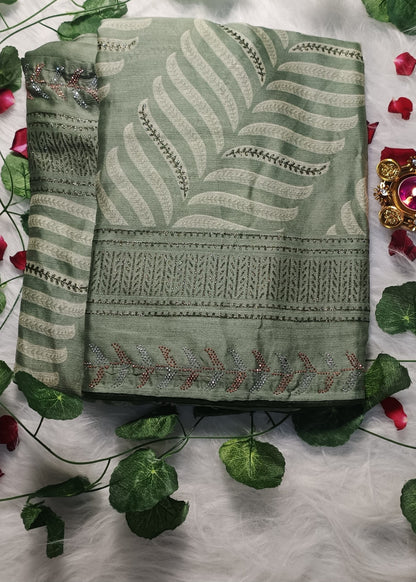 Emerald Leaf Royale Saree