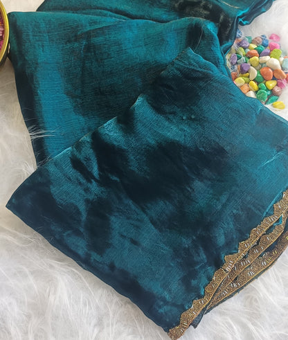 Deep Teal Handwoven Silk Saree