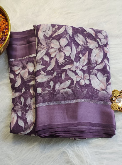 Purple Blossom Soft Silk
Printed Saree